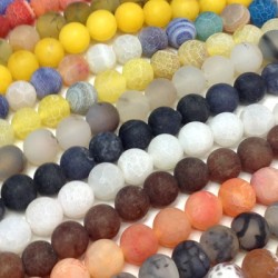 Agate Bead Frosted Round 10mm (~38pcs/string)