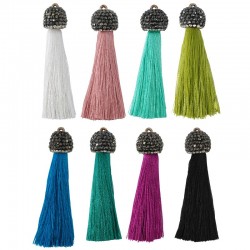 Artificial Silk Tassel with Strass Cap 65mm