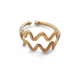Brass Cast Finger Ring Aquarius Symbol 20mm