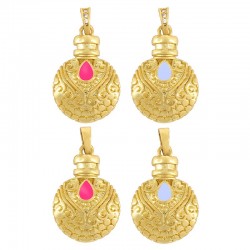 Brass Charm w/ Zircon & Enamel 14x22mm