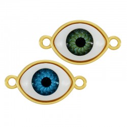 Brass Connector Evil Eye 21x12mm