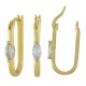 Zircon Brass Earring Oval 13x23mm