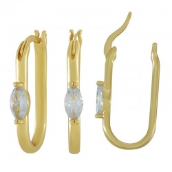 Boucle D'Oreille en Laiton avec Zircon Ovale 13 x 23 mm