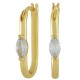 Boucle D'Oreille en Laiton avec Zircon Ovale 13 x 23 mm