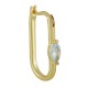 Brass Earring Oval w/ Zircon 13x23mm