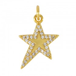 Brass Charm Star w/ Zircon 19x13mm