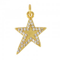 Breloque Étoile en Laiton et Zircon 19 x 13 mm