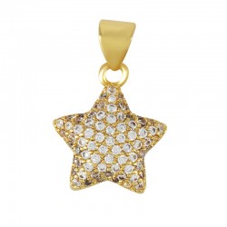 Brass Charm Star w/ Zircon 15x13mm