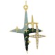 Pendentif Croix en Laiton Émaillé et Zircon 35 x 26 mm