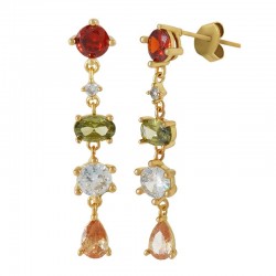 Brass Earring w/ Zircon 7x34mm