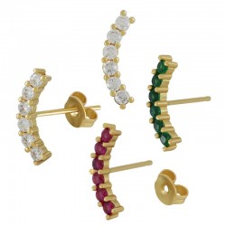 Brass Earring w/ Zircon 14x4mm