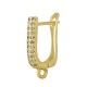 Brass Earring Hoop w/ Loop & Zircon 20x11mm