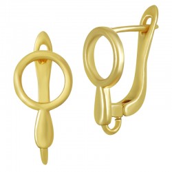 Brass Earring Hoop w/ Circle & Loop 19x9mm