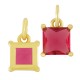 Brass Charm Square w/ Crystal 7mm
