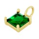 Brass Charm Square w/ Crystal 7mm