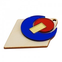 Wooden w/ Plexi Acrylic Pendant Geometrical Rhombus 39x55mm