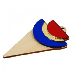 Wooden w/ Plexi Acrylic Pendant Geometrical Triangle 33x55mm