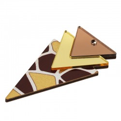 Wooden w/ Plexi Acrylic Pendant Geometrical Triangle 32x60mm