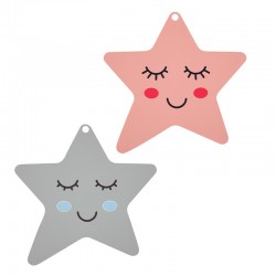 Wooden Pendant Star w/ Smile 71mm