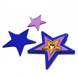 Plexi Acrylic Pendant Star 47x54mm (3pcs/Set)