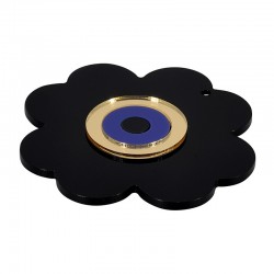 Plexi Acrylic Pendant Four Leaf Clover w/ Evil Eye 82x80mm