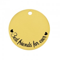 Ciondolo Rotondo in Ottone Best Friends Forever 15 Mm/1 mm Ø1.9 mm
