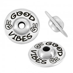 Μεταλλικό Ζάμακ Στοιχείο Δίσκος “GOOD VIBES” 20mm (Ø3.5mm)