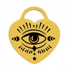 Breloque Cœur avec Œil Porte-Bonheur 13.5x13.4mm en Acier Inoxydable 304