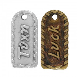 Zamak Pendant Tag "Τύχη - Luck" 12x27mm