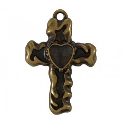 Zamak Charm Cross w/ Heart 20x28mm