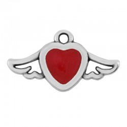 Zamak Charm Heart w/ Wings & Enamel 20x12mm