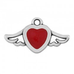 Zamak Charm Heart w/ Wings & Enamel 20x12mm