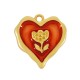 Zamak Charm Heart w/ Rose Flower & Enamel 18mm