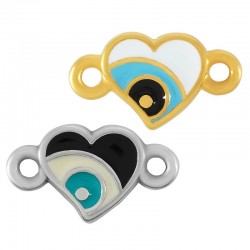 Zamak Connector Heart w/ Evil Eye & Enamel 8mm