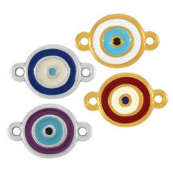 Zamak Connector Round w/ Evil Eye & Enamel 12mm