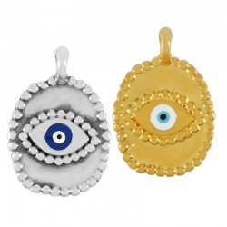 Zamak Charm Oval w/ Evil Eye & Enamel 13x16mm