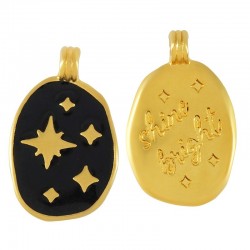 Zamak Charm Oval “shine bright” w/ Stars & Enamel 14x19mm