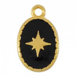 Zamak Charm Oval w/ Star & Enamel 11x15mm