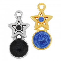 Enameled Zamak Charm Star Round 8x16mm