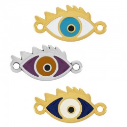 Zamak Connector Evil Eye w/ Enamel 16x10mm