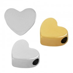 78080787 Intercalaire Cœur 8x9mm/3.5mm (Ø2mm) en Acier Inoxydable 304