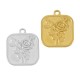 Stainless Steel 304 Charm Square with Rose 18x21mm