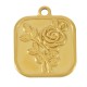 Stainless Steel 304 Charm Square w/ Rose 18x21mm