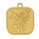 Stainless Steel 304 Charm Square with Rose 18x21mm