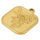 Stainless Steel 304 Charm Square with Rose 18x21mm