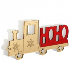 Plexi Acrylic Deco Train “HOHO” w/ Snowflake & Star 101x48mm