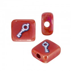 Ceramic Square Bead Flat w/ Key & Enamel 10mm/3mm (Ø2.2mm)