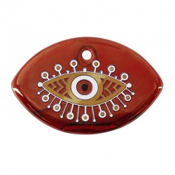 Ceramic Pendant Nail w/ Evil Eye & Enamel 55x36mm