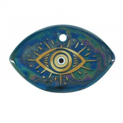 Ceramic Pendant Nail w/ Evil Eye & Enamel 55x36mm