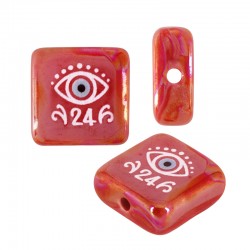 Ceramic Slider Evil Eye “24” w/ Enamel 20x17mm (Ø2.7mm)